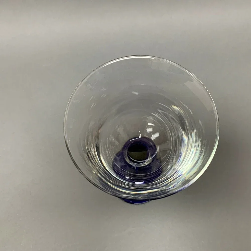 Wine Clear Cobalt Blue Stem Glass‎ 7 5/8